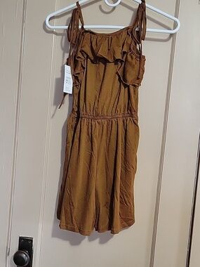Espresso Ruffled Romper Cupshe Size S NWT